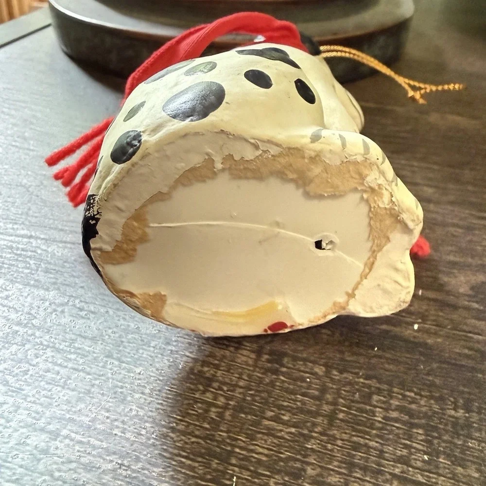 Folk Art Dog Paper Mache /Plastic  Dalmatian Dog Christmas Tree Ornament Scarf